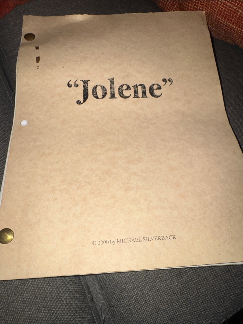 Vintage "Jolene" 2000 Original Screenplay Script | Written by Michael Silverback